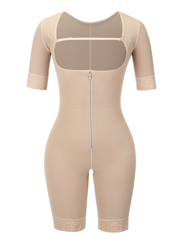 Elastic Lace Full Body Shaper Zipper Open Crotch