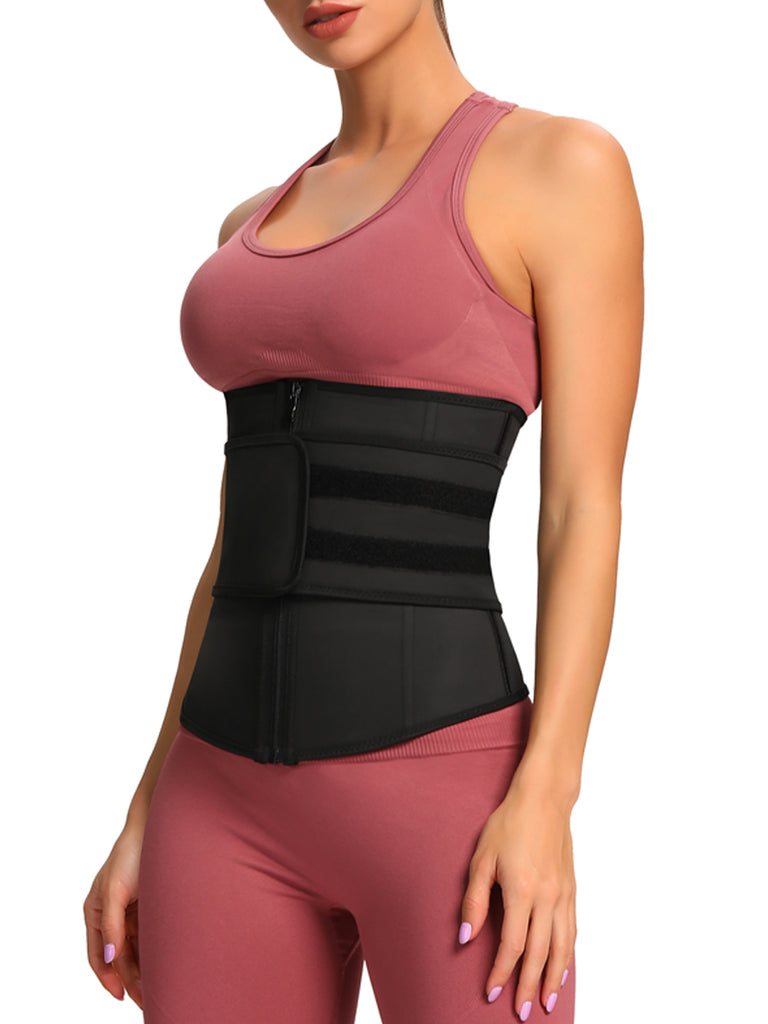 Zippered Latex Waist Cincher Belt High Compression