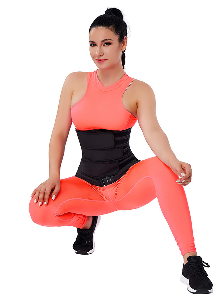 Hooks Latex Three-Belt Workout Waist Trainer