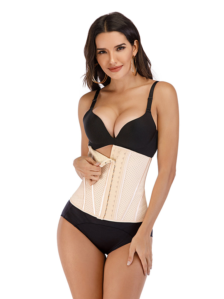 Exquisite Black 9 Steel Boned Hooks Latex Waist Trainer Slim Waist