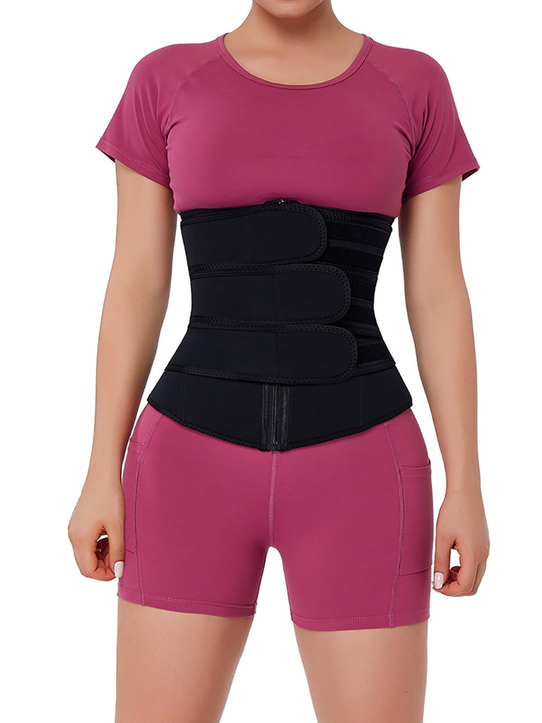Triple Belt Midsection Neoprene Waist Trainer With Zipper Triple Belt Midsection Neoprene Waist Trainer With Zipper