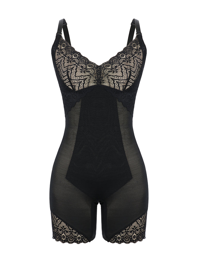 Lace Trim Shapewear Tummy Control Removable Straps