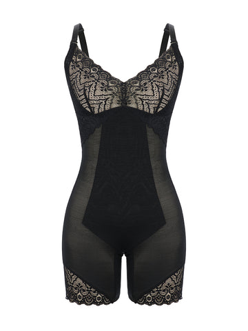 Lace Trim Shapewear Tummy Control Removable Straps