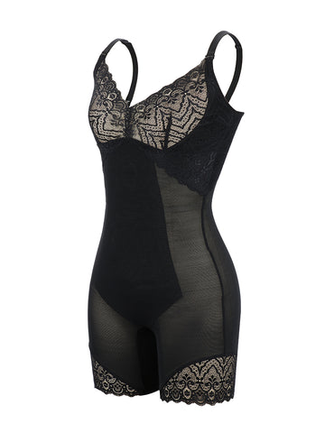 Lace Trim Shapewear Tummy Control Removable Straps