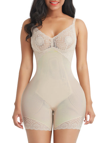 Lace Trim Shapewear Tummy Control Removable Straps