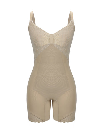 Lace Trim Shapewear Tummy Control Removable Straps