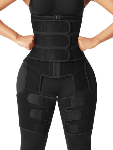3 Belts Tummy And Thigh Shaper Neoprene Waist Control