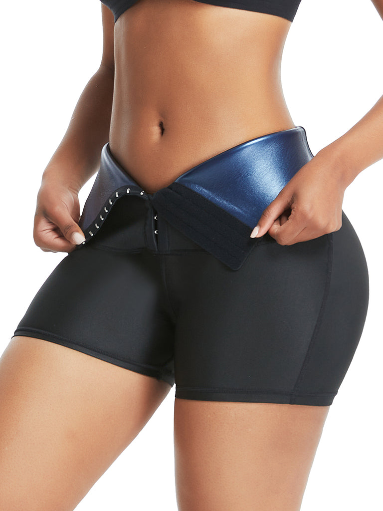 Neoprene Sweat Shorts Hook And Eye Closure Abdominal Control