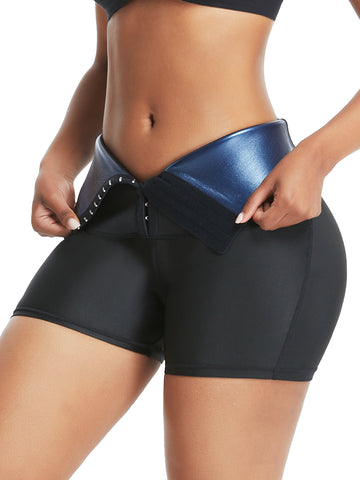 Neoprene Sweat Shorts Hook And Eye Closure Abdominal Control