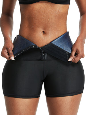 Neoprene Sweat Shorts Hook And Eye Closure Abdominal Control