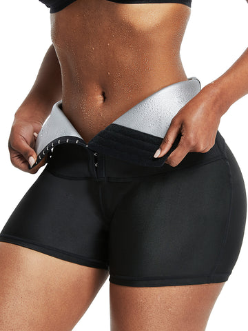 Neoprene Sweat Shorts Hook And Eye Closure Abdominal Control