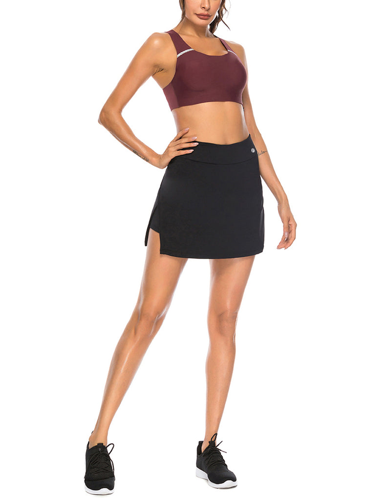 Slit Flare Hem Tennis Skirt High Rise Training Apparel