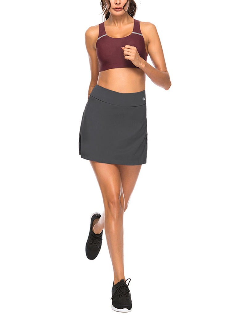 Slit Flare Hem Tennis Skirt High Rise Training Apparel