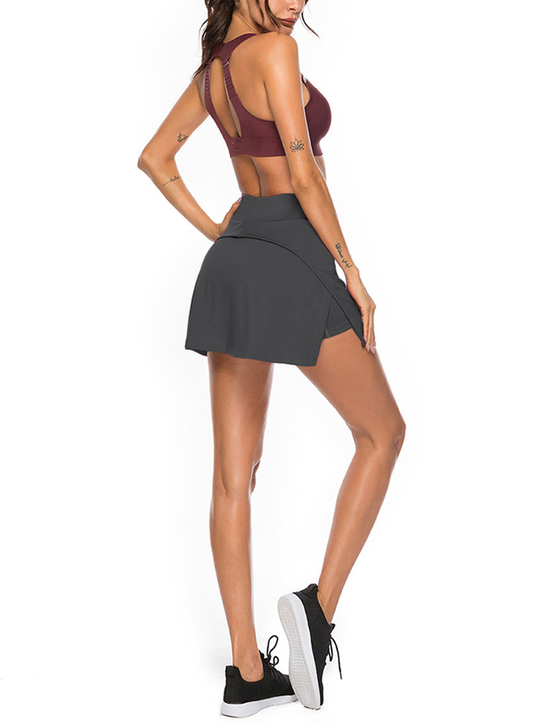 Slit Flare Hem Tennis Skirt High Rise Training Apparel
