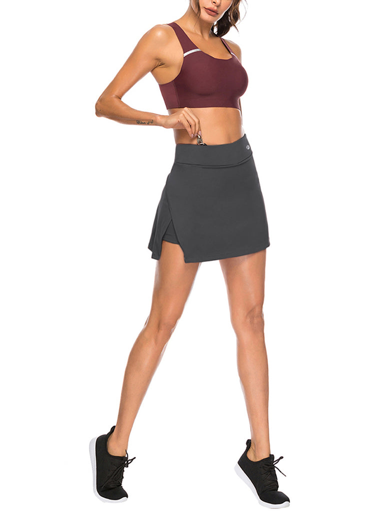 Slit Flare Hem Tennis Skirt High Rise Training Apparel