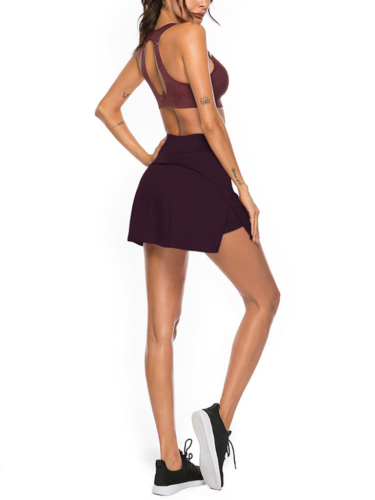 Slit Flare Hem Tennis Skirt High Rise Training Apparel