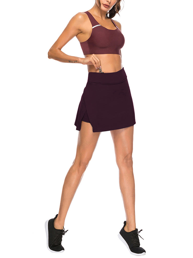 Slit Flare Hem Tennis Skirt High Rise Training Apparel