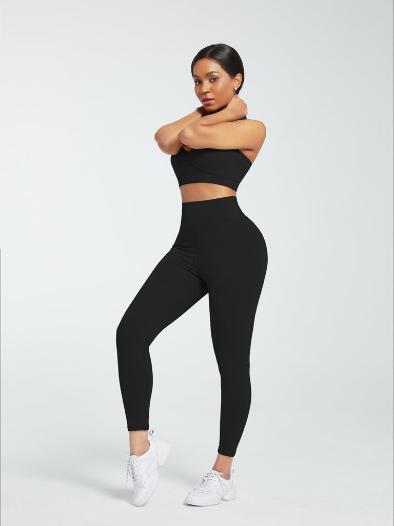 2 Piece Racerback High Waist Pockets Sports Suit