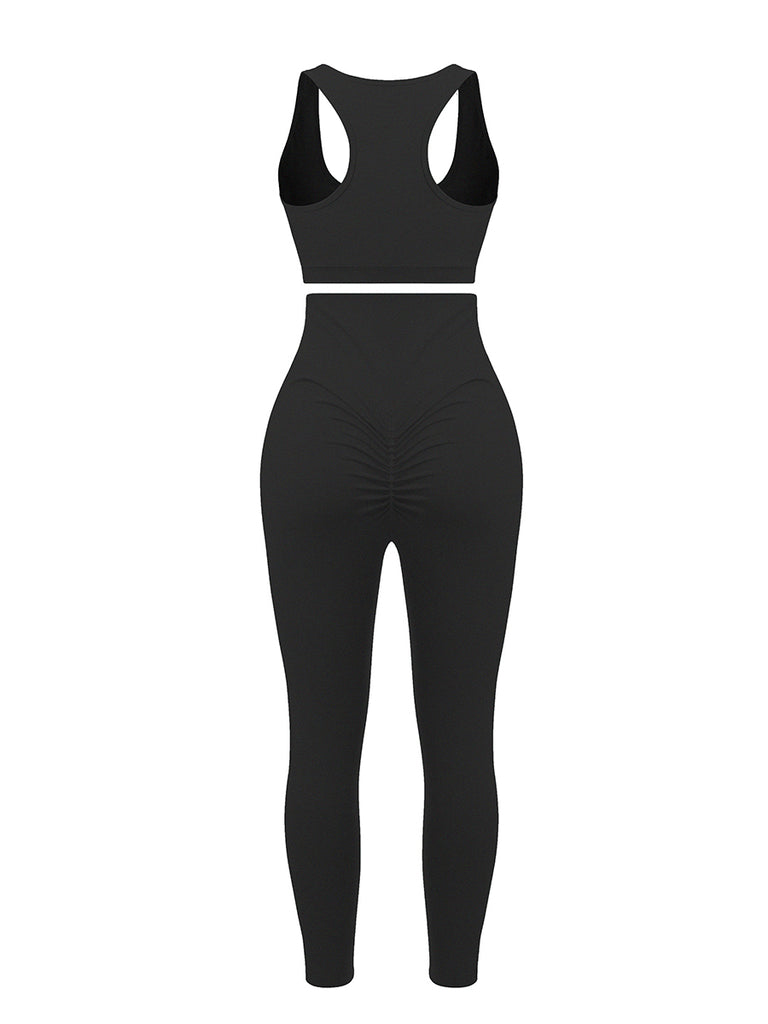2 Piece Racerback High Waist Pockets Sports Suit