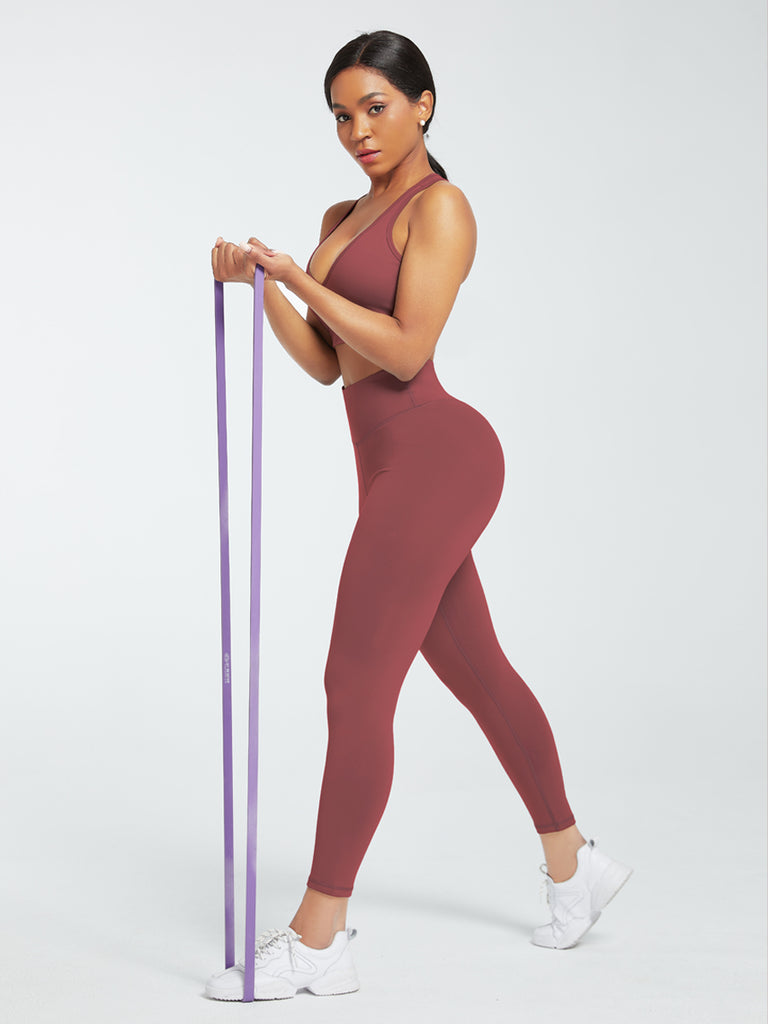 2 Piece Racerback High Waist Pockets Sports Suit