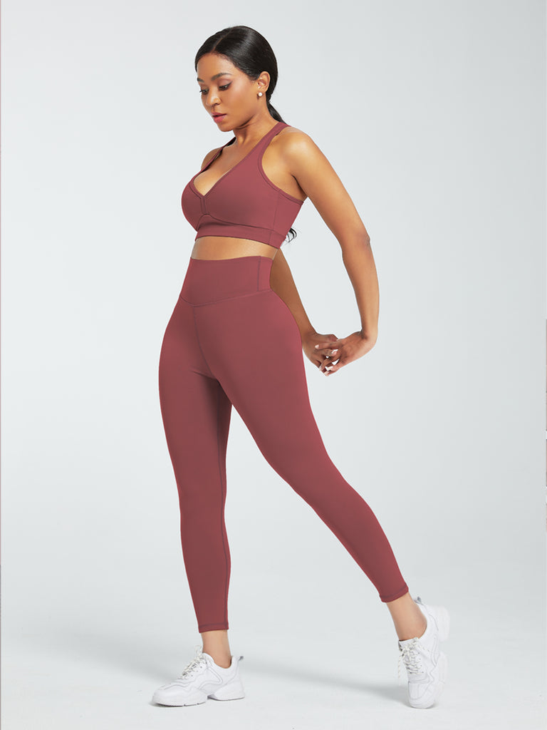 2 Piece Racerback High Waist Pockets Sports Suit