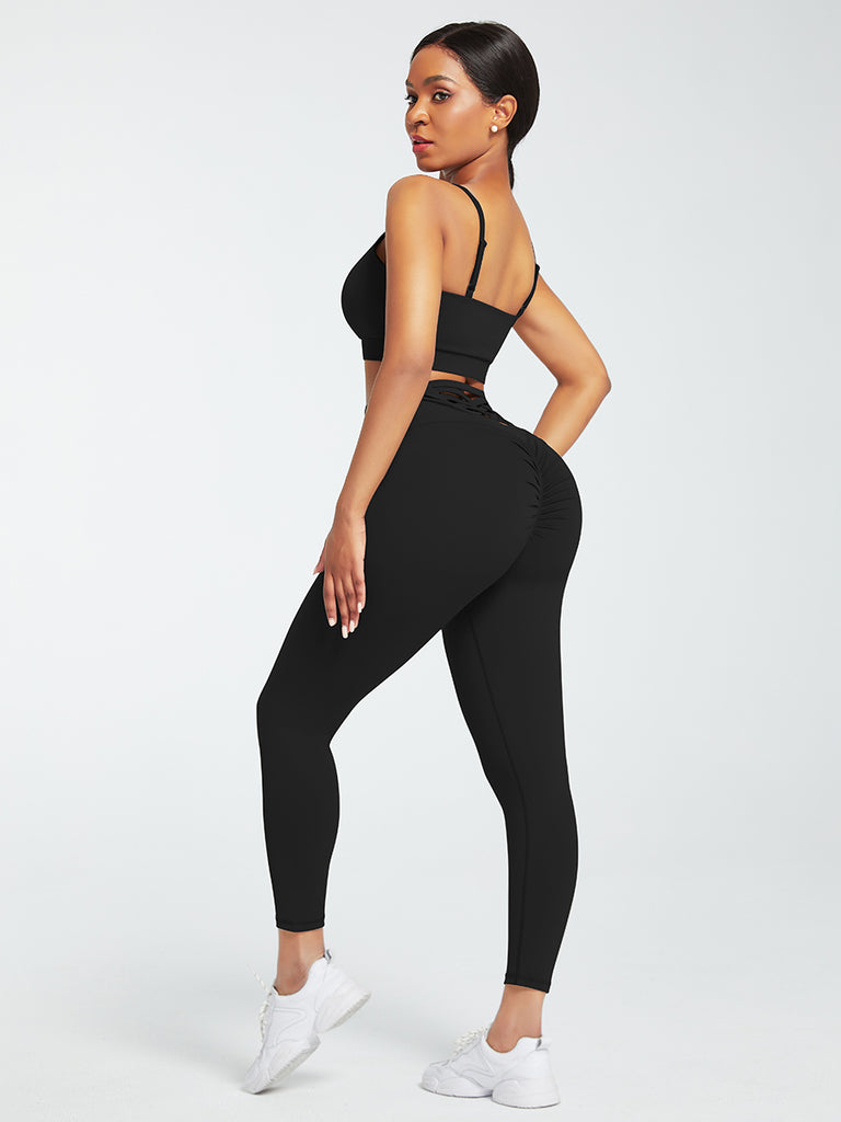 2 Piece Adjustable Straps High Waist Athletic Suit