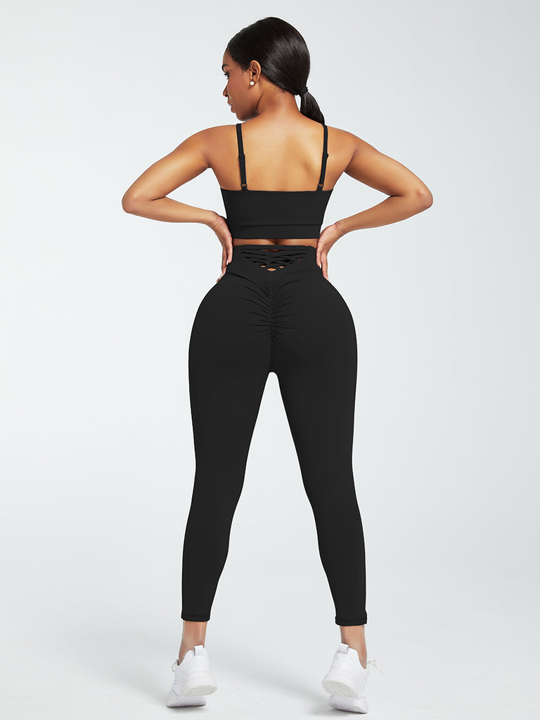 2 Piece Adjustable Straps High Waist Athletic Suit