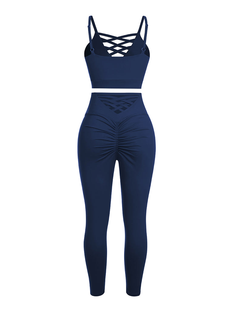 2 Piece Adjustable Straps High Waist Athletic Suit