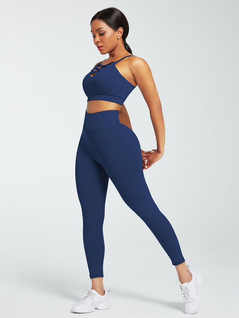 2 Piece Adjustable Straps High Waist Athletic Suit