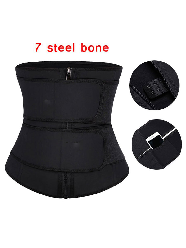 Latex Double Belt Plus Size Waist Trainer With Pocket