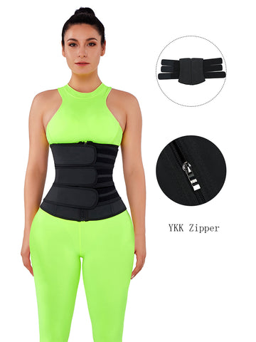 Triple Belt Neoprene Zipper Waist Trainer With Thermo Technology